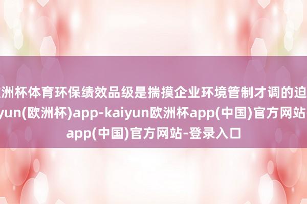欧洲杯体育　　环保绩效品级是揣摸企业环境管制才调的迫切圭臬-kaiyun(欧洲杯)app-kaiyun欧洲杯app(中国)官方网站-登录入口