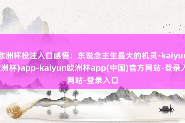 欧洲杯投注入口感悟：东说念主生最大的机灵-kaiyun(欧洲杯)app-kaiyun欧洲杯app(中国)官方网站-登录入口