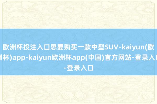 欧洲杯投注入口思要购买一款中型SUV-kaiyun(欧洲杯)app-kaiyun欧洲杯app(中国)官方网站-登录入口